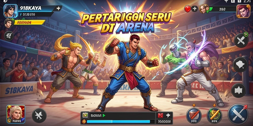 Screenshot gameplay 918KAYA menampilkan aksi pertarungan yang mendebarkan.