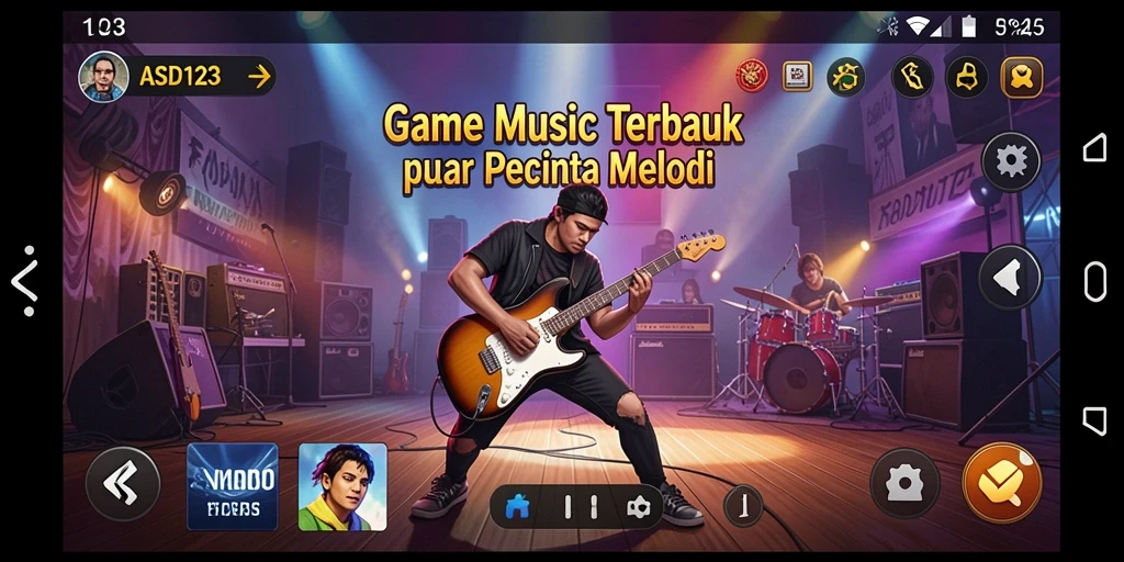 Tampilan gameplay ASD123 dengan suasana musik yang dinamis.