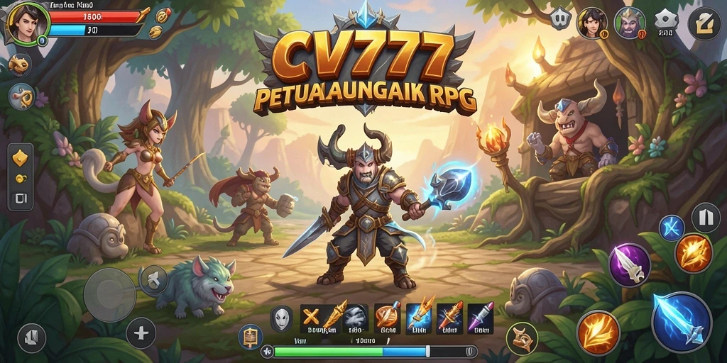 Screenshot utama menunjukkan aksi seru dalam CV777 di dunia RPG.