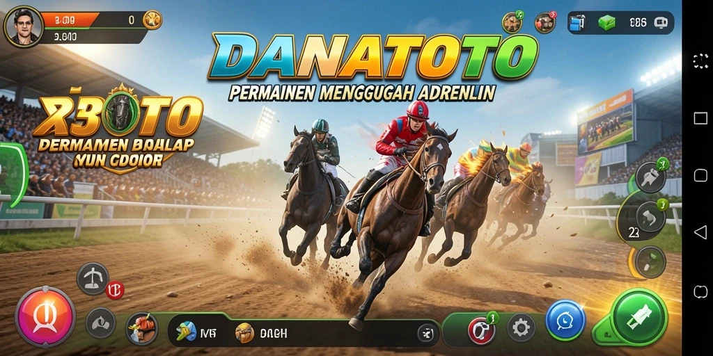 Tangkapan layar gameplay <strong>DANATOTO</strong> menampilkan aksi balap yang intens dan mendebarkan.