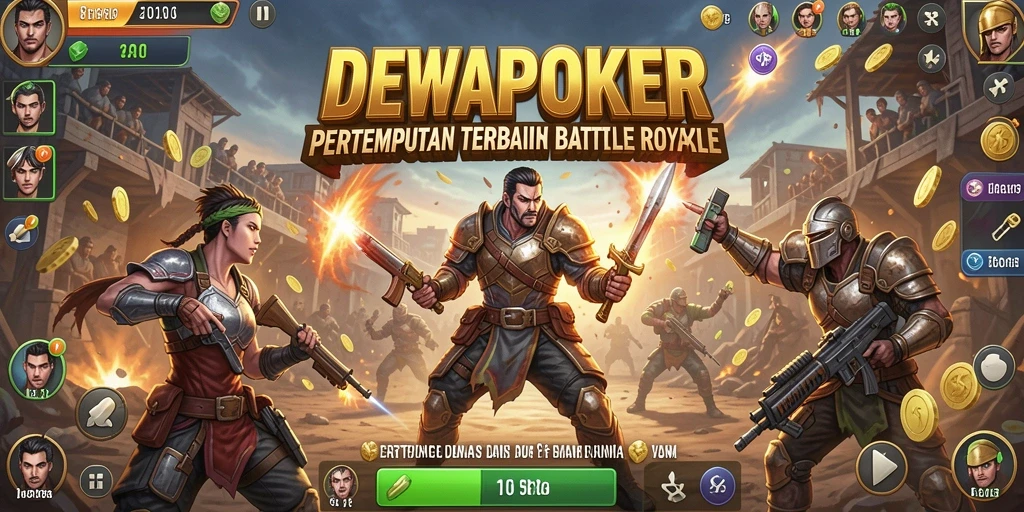 Screenshot DEWAPOKER menampilkan aksi seru dalam pertempuran Battle Royale.