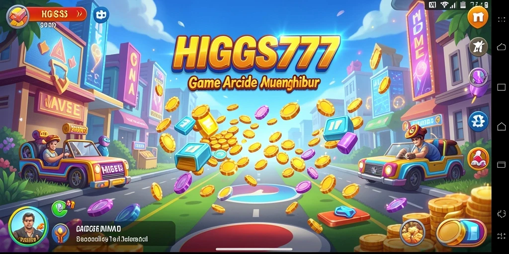 Screenshot HIGGS777 menunjukkan gameplay arcade yang menarik dan penuh warna.