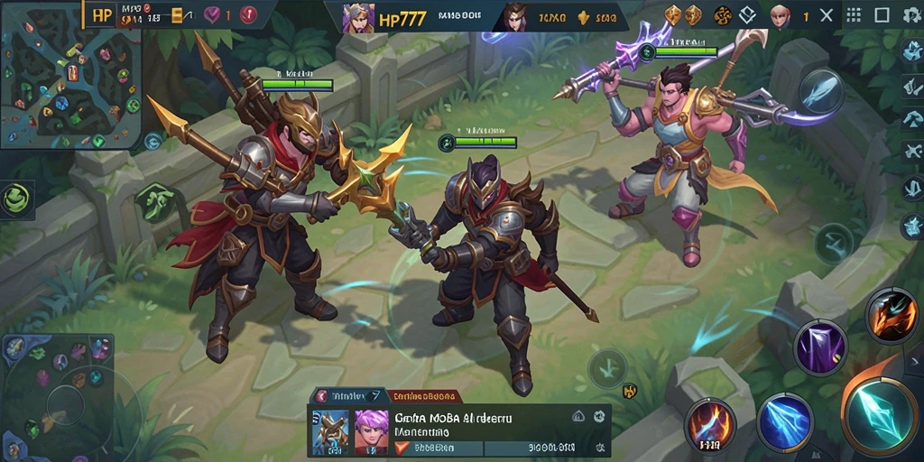 Screenshot menunjukkan aksi seru dalam permainan MOBA.