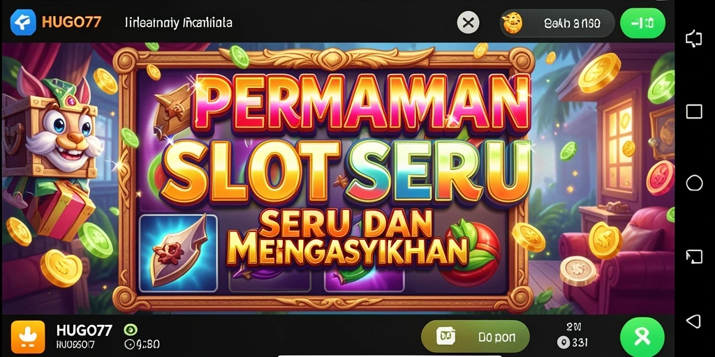 Tangkapan layar gameplay HUGO77 menampilkan grafis slot yang memukau.