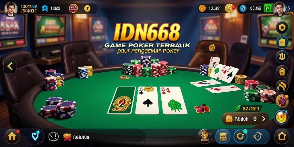 Screenshot utama IDN668 menampilkan gameplay seru Poker.