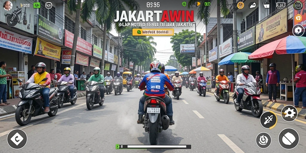 Tampilan menarik balapan motor di jalanan Jakarta.