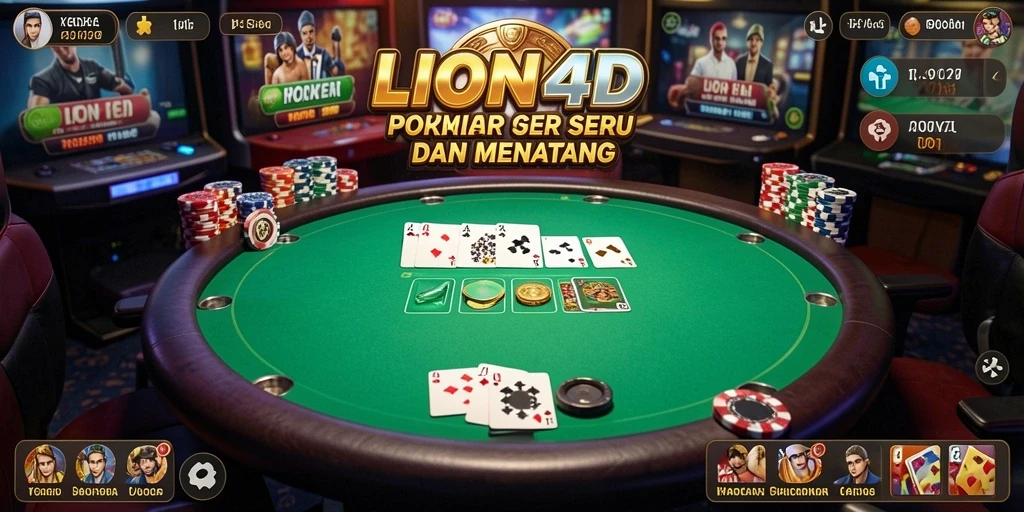 Tampilan gameplay seru dari LION4D dalam permainan Poker.