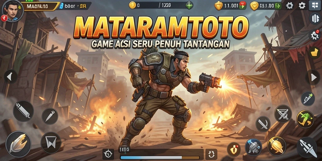 Screenshot utama MATARAMTOTO menampilkan aksi pertempuran yang intens.