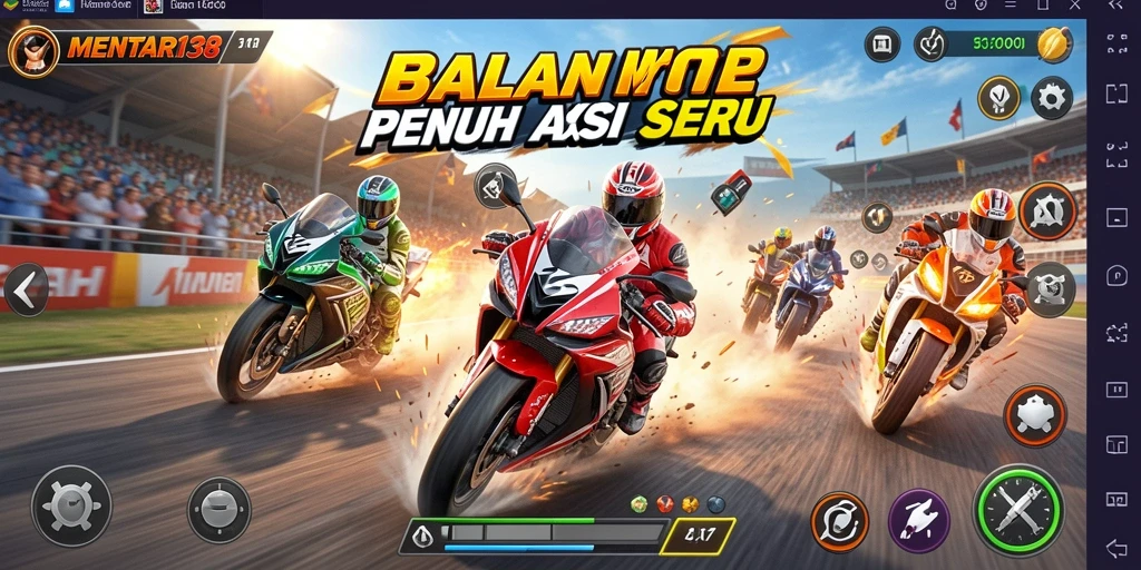 Tangkapan layar MENTARI138 menampilkan balapan motor yang mendebarkan.