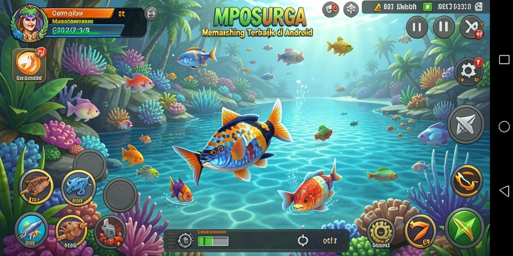 Cuplikan gameplay seru di MPOSURGA menunjukkan aktivitas memancing yang mendebarkan.