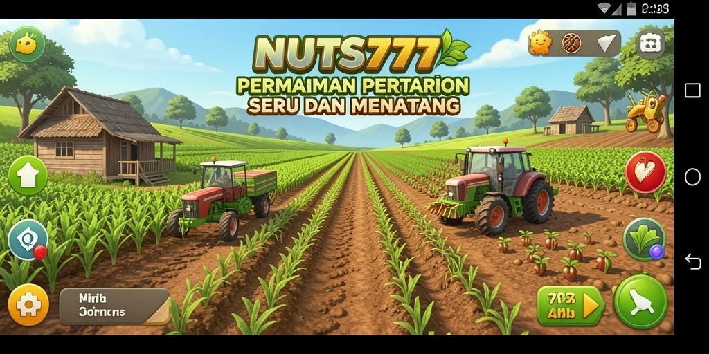 Tampilan gameplay NUTS777 yang menarik dengan elemen pertanian yang kaya.