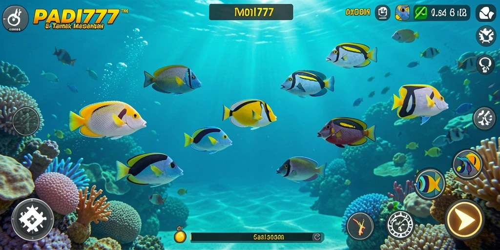 Screenshot utama PADI777 menunjukkan aksi menembak ikan yang mendebarkan.