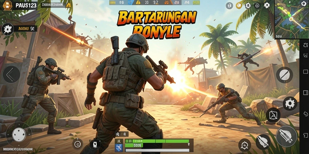 Screenshot PAUS123 menampilkan momen seru dalam gameplay Battle Royale.