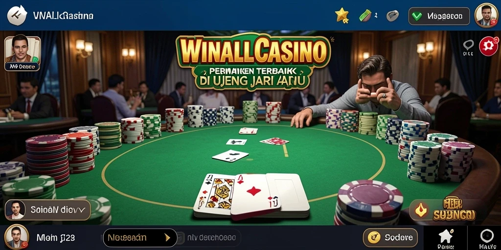 Tampilan gameplay poker yang mendebarkan di WINALLCASINO.